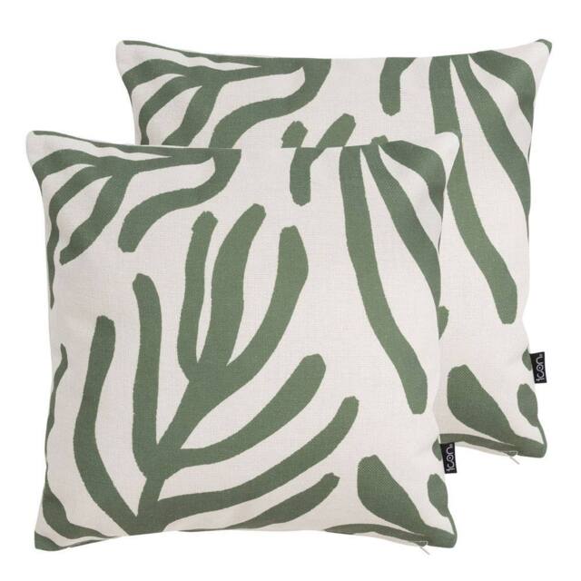 icon Abstract Leaf Kyoto Set of 2 Outdoor Cushion in Beige - Size: 43 cm x 43 cm - image 1