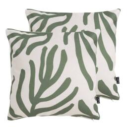 icon Abstract Leaf Kyoto Set of 2 Outdoor Cushion in Beige - Size: 43 cm x 43 cm - thumbnail 1