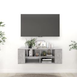 Berkfield Home Wall-Mounted TV Cabinet Concrete Grey 102x35x35 cm Engineered Wood - Size: 102 x 35 x 35 cm - thumbnail 1