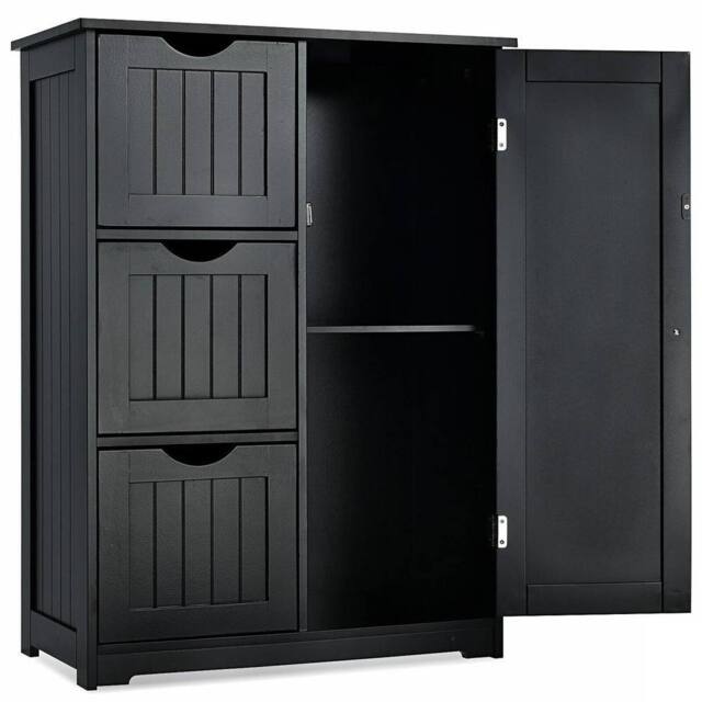 VOGREX 3-Drawer Freestanding Bathroom Storage Cabinet in Black - image 1