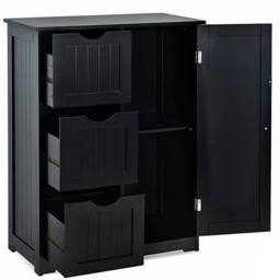 VOGREX 3-Drawer Freestanding Bathroom Storage Cabinet in Black - thumbnail 4