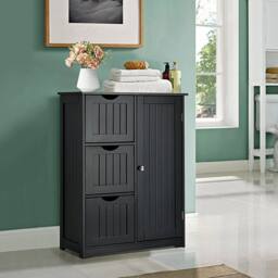 VOGREX 3-Drawer Freestanding Bathroom Storage Cabinet in Black - thumbnail 2