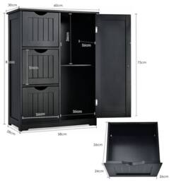 VOGREX 3-Drawer Freestanding Bathroom Storage Cabinet in Black - thumbnail 3