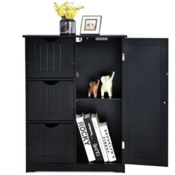 VOGREX 3-Drawer Freestanding Bathroom Storage Cabinet in Black - thumbnail 5