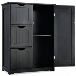 VOGREX 3-Drawer Freestanding Bathroom Storage Cabinet in Black - thumbnail 1