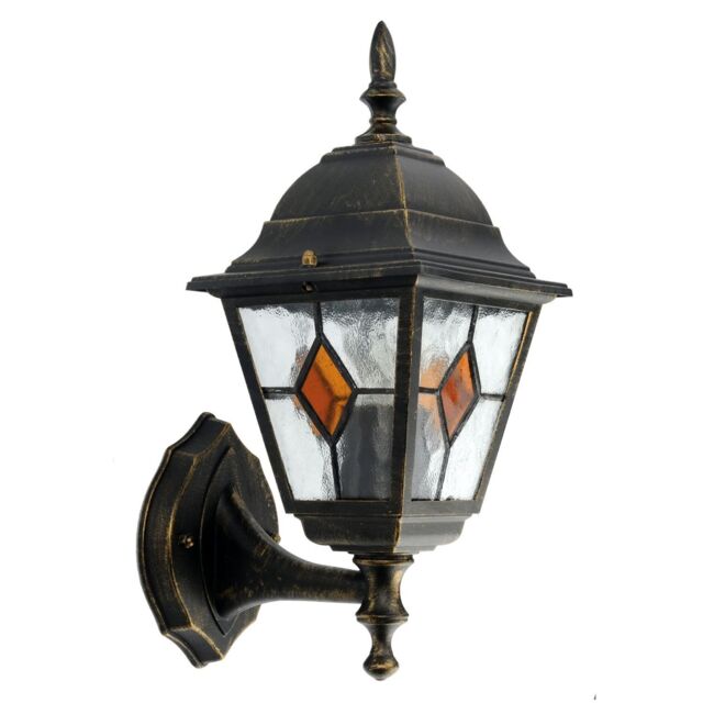 First Choice Lighting Morecambe - Black with Brushed Gold IP44 Outdoor Wall Light