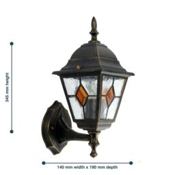 First Choice Lighting Morecambe - Black with Brushed Gold IP44 Outdoor Wall Light - thumbnail 5