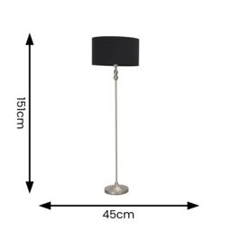 ValueLights Maggie Brushed Chrome Silver Floor Lamp with Fabric Lamp Shade in Black - thumbnail 6
