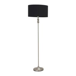 ValueLights Maggie Brushed Chrome Silver Floor Lamp with Fabric Lamp Shade in Black - thumbnail 2