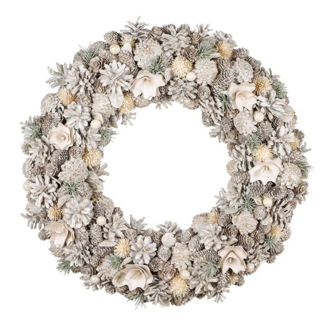 Dibor 50cm Giant Morning Frost Xmas Decor Front Door Wreath Christmas Wreath in Red - image 1