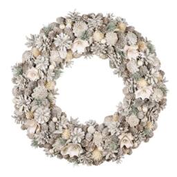 Dibor 50cm Giant Morning Frost Xmas Decor Front Door Wreath Christmas Wreath in Red - thumbnail 1