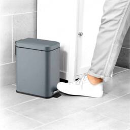 EONLION Slate 5 LITER BATHROOM TOILET SLIM PEDAL BIN in Dark Grey - Size: 100 cm - thumbnail 3