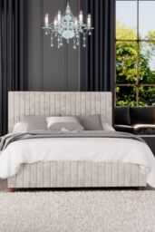 Laurence Llewelyn-Bowen Estella Ottoman Storage Bed in Mirazzi Velvet Fabric, Custom Made in Ivory - Size: King - thumbnail 2