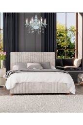Laurence Llewelyn-Bowen Estella Ottoman Storage Bed in Mirazzi Velvet Fabric, Custom Made in Ivory - Size: King - thumbnail 4