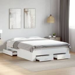 Berkfield Home Bed Frame with Drawers without Mattress White 120x190 cm Small Double - thumbnail 1