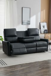More4Homes Madrid 3 Seater Manual Air Leather Recliner Sofa in Black - thumbnail 5