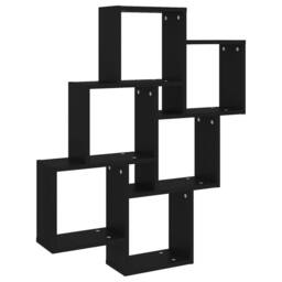 Berkfield Home Wall Cube Shelf Black 78x15x93 cm Engineered Wood - Size: 78 x 15 x 93 cm - thumbnail 1