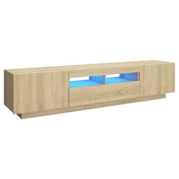 Berkfield Home TV Cabinet with LED Lights Sonoma Oak 180x35x40 cm in Brown - Size: 180 x 35 x 40 cm - thumbnail 2