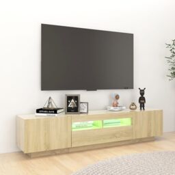 Berkfield Home TV Cabinet with LED Lights Sonoma Oak 180x35x40 cm in Brown - Size: 180 x 35 x 40 cm - thumbnail 3