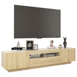 Berkfield Home TV Cabinet with LED Lights Sonoma Oak 180x35x40 cm in Brown - Size: 180 x 35 x 40 cm - thumbnail 6