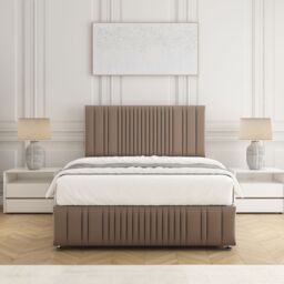 "BSSPOKE Rosie Plush Velvet Divan Bed Set with 24""Headboard 4Drawers & Mattress in Bronze - Size: Small Double" - thumbnail 2