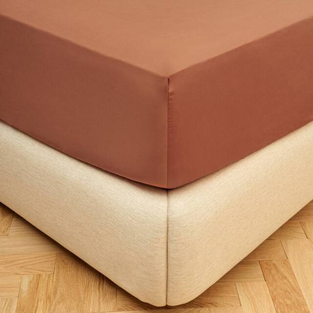 Bedable 100% Cotton Deep Fitted Sheet Sateen 460 Thread Count - (Up to 36cm) in Terracotta - Size: Double Fitted - image 1