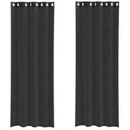 Berkfield Home Voile Curtains with Grommets 2 pcs Black 140x260 cm - thumbnail 3