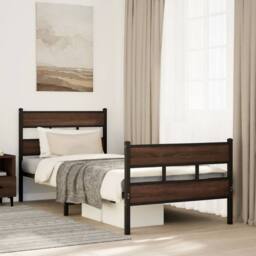 Berkfield Home Elegant Bed Frame without Mattress with Headboard & Footboard 1 in Brown - thumbnail 2
