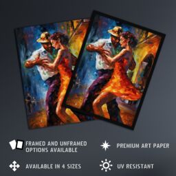 Artery8 Wall Art Print Salsa Street Dance Colourful Dancing Painting Rhythm Body Energy Theatre Arts Artwork Art Framed - Size: A4 - thumbnail 2