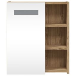 Berkfield Home Bathroom Mirror Cabinet with LED Light Oak 45x13x52 cm in Brown - Size: 45 x 13 x 52 cm - thumbnail 6