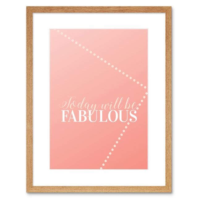 "Artery8 Wall Art Print Quote Today Fabulous Framed in Beige - Size: W7"" x H9""" - image 1