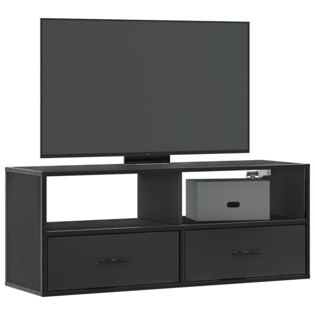 Berkfield Home TV Cabinet Black 100x31x39.5 cm Engineered Wood & Metal - image 1