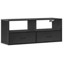 Berkfield Home TV Cabinet Black 100x31x39.5 cm Engineered Wood & Metal - thumbnail 2