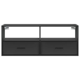 Berkfield Home TV Cabinet Black 100x31x39.5 cm Engineered Wood & Metal - thumbnail 4