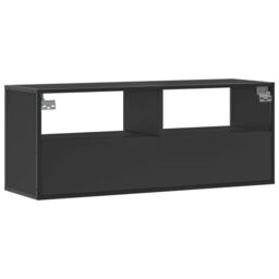 Berkfield Home TV Cabinet Black 100x31x39.5 cm Engineered Wood & Metal - thumbnail 6