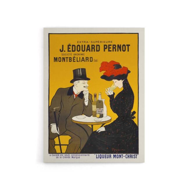 "Artery8 Liqueur Mont Christ Vintage Ad Canvas Wall Art Print Cappiello in Orange - Size: W18"" x H24""" - image 1