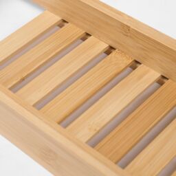 OHS Bamboo Bathroom Tub Rack Storage Caddy Shelf Tray Holder Tidy in Natural - thumbnail 5