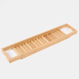OHS Bamboo Bathroom Tub Rack Storage Caddy Shelf Tray Holder Tidy in Natural - thumbnail 3