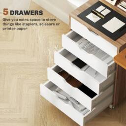 KORVIXA Oak Vertical Filing Cabinet with 5 Drawers in Light Oak - Size: 0.6m2 - thumbnail 4