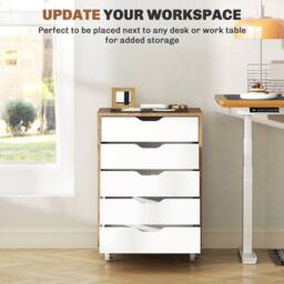 KORVIXA Oak Vertical Filing Cabinet with 5 Drawers in Light Oak - Size: 0.6m2 - thumbnail 3