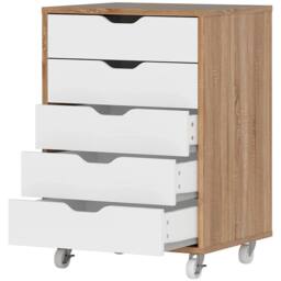 KORVIXA Oak Vertical Filing Cabinet with 5 Drawers in Light Oak - Size: 0.6m2 - thumbnail 1