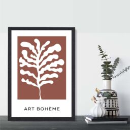 ARTZE Red & White Matisse Style Floral Cutout Framed Print SIZE: A2 with Black Frame - Size: A4 - thumbnail 2