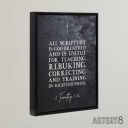 "Artery8 Timothy 3 16 All Scripture Is God Bible Quote Framed Canvas Wall Art Print in Grey - Size: W12"" x H16""" - thumbnail 2