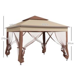 OUTSUNNY Garden Folding Tent Heavy Duty Pop Up Gazebo for Party in Khaki - thumbnail 3