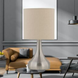 First Choice Lighting Set of 2 Romana - Brushed Chrome Touch Table Lamp with Linen Shades in Silver - thumbnail 8