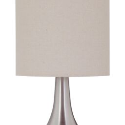 First Choice Lighting Set of 2 Romana - Brushed Chrome Touch Table Lamp with Linen Shades in Silver - thumbnail 4