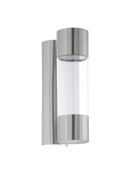 Eglo Robledo Cylindrical Steel & Plastic LED Outdoor Wall Light in Metallic Silver - image 1