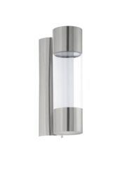 Eglo Robledo Cylindrical Steel & Plastic LED Outdoor Wall Light in Metallic Silver