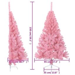 Berkfield Home Artificial Half Christmas Tree with Stand Pink 150 cm PVC - thumbnail 9