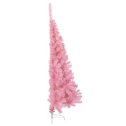 Berkfield Home Artificial Half Christmas Tree with Stand Pink 150 cm PVC - thumbnail 4